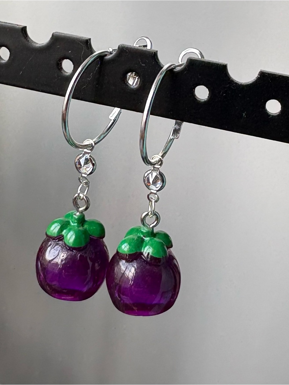Purple Fruit Hoop Earrings